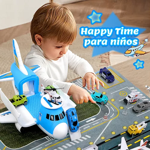 AVIÓN DE RESCATE PORTA 12 VEHÍCULOS JUGUETE PARA NIÑOS CELESTE - 4