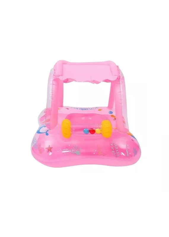 FLOTADOR INFLABLE NIÑOS CON TECHO BEBÉS PISCINA VERANO ROSADO - 1