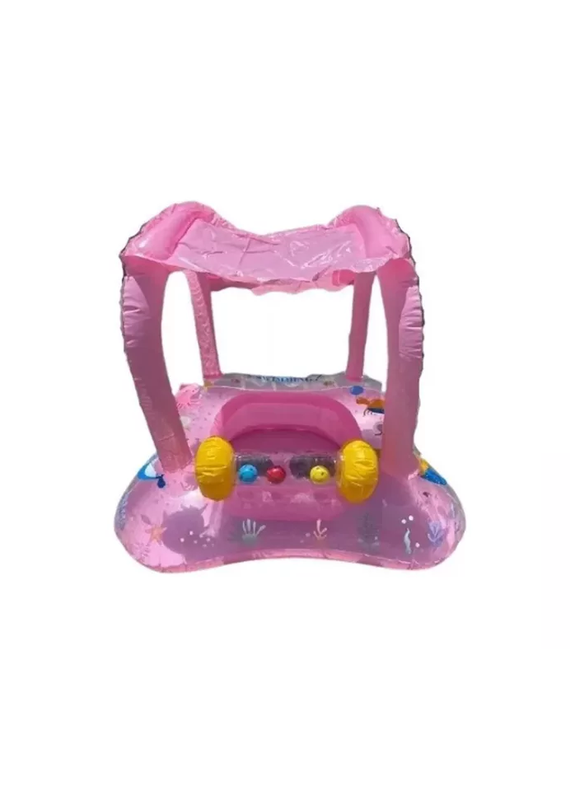 FLOTADOR INFLABLE NIÑOS CON TECHO BEBÉS PISCINA VERANO ROSADO - 2