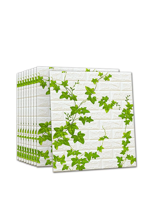 PACK DE 10 LÁMINAS DE PAPEL MURAL 3D LADRILLO BLANCO 77X70 CM - 2