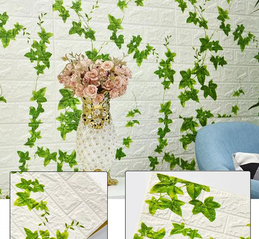 PACK DE 10 LÁMINAS DE PAPEL MURAL 3D LADRILLO BLANCO 77X70 CM - 4