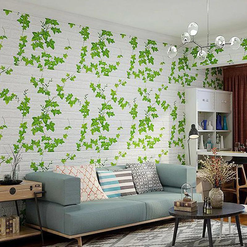 PACK DE 10 LÁMINAS DE PAPEL MURAL 3D LADRILLO BLANCO 77X70 CM - 6