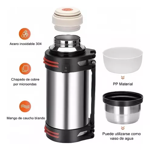 TERMO DE ACERO INOXIDABLE, 2 LITROS, PLATEADO - 7