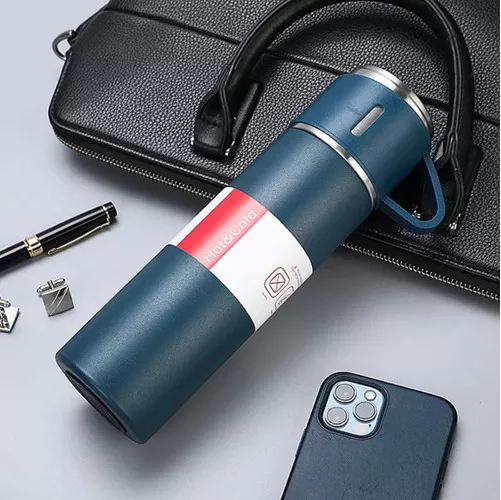KIT DE TERMOS DE ACERO INOXIDABLE PARA 3 TAZAS DE CAFÉ, TÉ Y AGUA, COLOR AZUL - 5