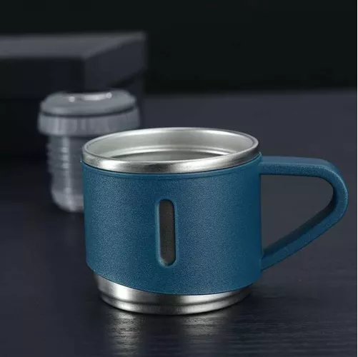 KIT DE TERMOS DE ACERO INOXIDABLE PARA 3 TAZAS DE CAFÉ, TÉ Y AGUA, COLOR AZUL - 8
