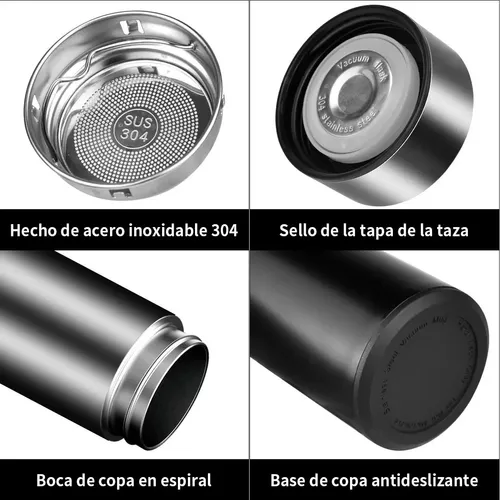 TAZA TERMO INTELIGENTE DIGITAL, TÁCTIL, LED, TEMPERATURA, COLOR NEGRO - 6