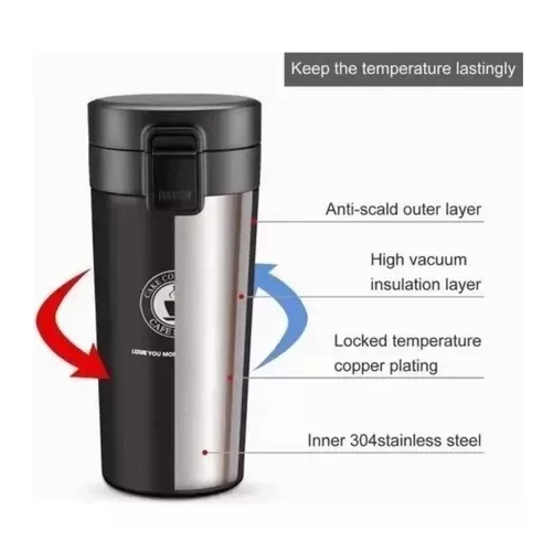 TERMO DE CAFÉ DE ACERO INOXIDABLE, TAZA DE AGUA CALIENTE, 380 ML - 3