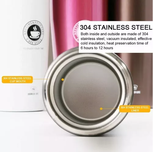 TERMO DE CAFÉ DE ACERO INOXIDABLE, TAZA DE AGUA CALIENTE, 380 ML - 4