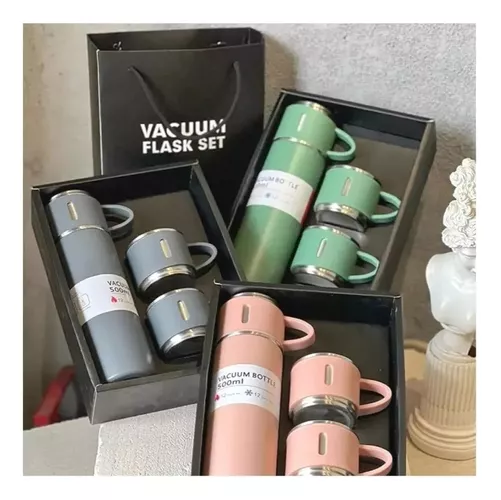 VASO TERMO DE ACERO INOXIDABLE CON TAZAS + BOLSA DE REGALO - 3