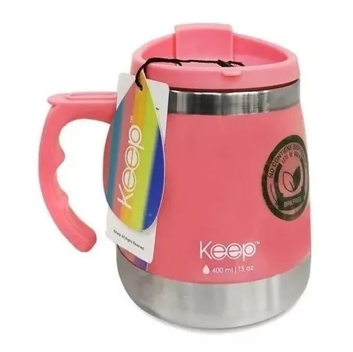 TAZA TÉRMICA KEEP INDOOR, COLOR ROSA, 400 ML - 1
