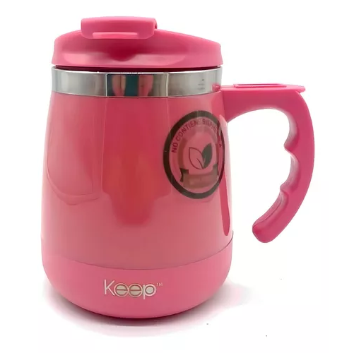 TAZA TÉRMICA KEEP INDOOR, COLOR ROSA, 400 ML - 3