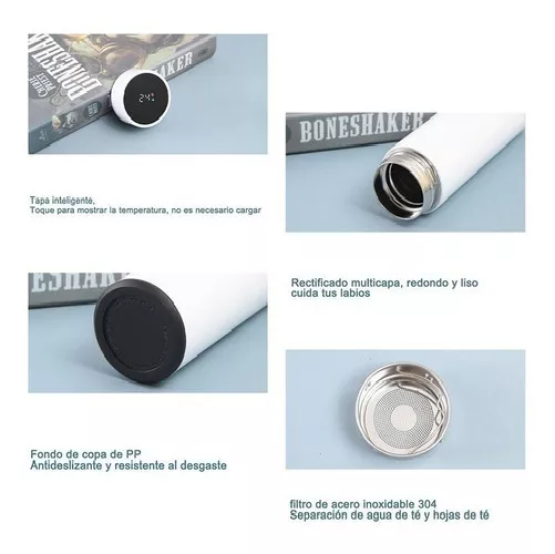 TERMO DIGITAL DE ACERO INOXIDABLE, INTELIGENTE, 500 ML, COLOR PLATEADO - 4