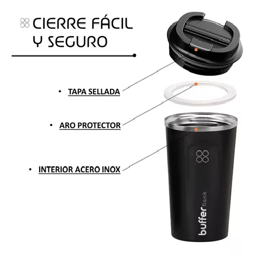 TERMO PARA CAFÉ, VASO TÉRMICO, MUG, 500 ML, 17 OZ, COLOR NEGRO - 4