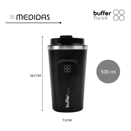 TERMO PARA CAFÉ, VASO TÉRMICO, MUG, 500 ML, 17 OZ, COLOR NEGRO - 5