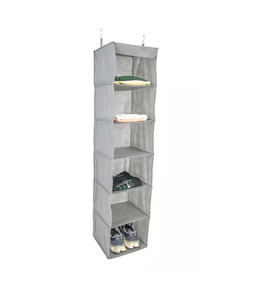 ORGANIZADOR COLGANTE 6 PISOS PARA ROPA Y ZAPATOS GRIS - 2