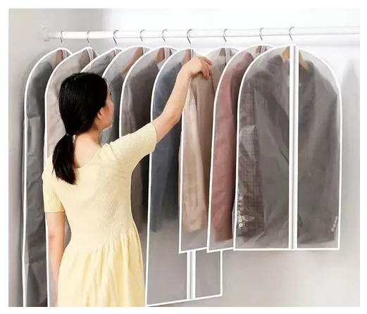 FUNDAS BOLSAS TRANSPARENTES PARA ROPA 5 PCS BLANCAS - 4