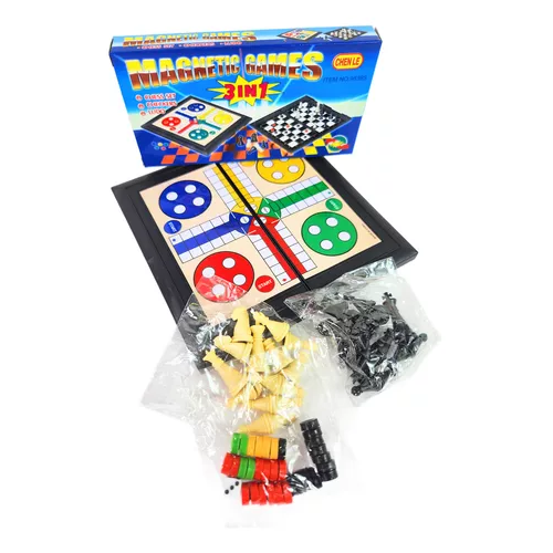JUEGO DE MESA 3 EN 1: LUDO, DAMAS Y AJEDREZ FAMILIAR - 1