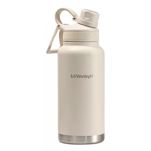 BOTELLA TÉRMICA DE 1 LITRO, INOXIDABLE, HYDROWILD, 1000 ML, CON TAPAS, COLOR CREMA - 2