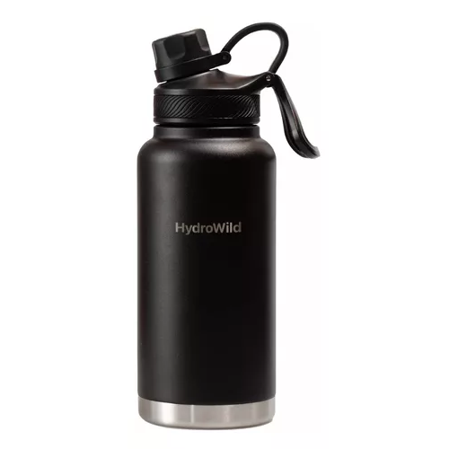 BOTELLA TÉRMICA DE 1 LITRO, INOXIDABLE, HYDROWILD, 1000 ML, CON TAPAS, COLOR NEGRO - 2