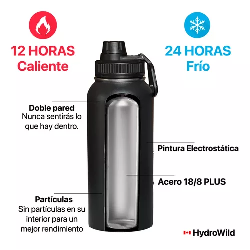 BOTELLA TÉRMICA DE 1 LITRO, INOXIDABLE, HYDROWILD, 1000 ML, CON TAPAS, COLOR CELESTE - 5