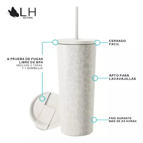 VASO TÉRMICO MUG LH 700 LT, ACERO INOXIDABLE, FRÍO Y CALOR, COLOR BLANCO - 2
