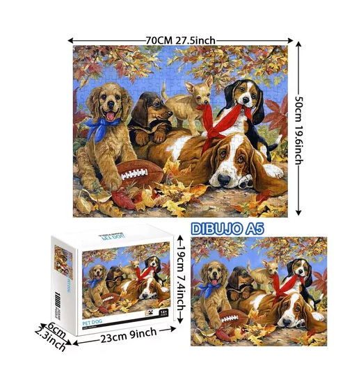 ROMPECABEZAS 70X50CM LINDO PATRÓN PERRO MULTICOLOR - 3