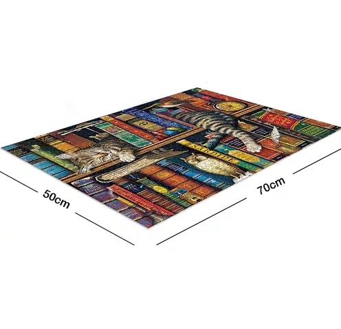 ROMPECABEZAS 70X50CM GATO Y LIBROS, MULTICOLOR - 2