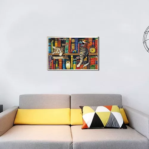 ROMPECABEZAS 70X50CM GATO Y LIBROS, MULTICOLOR - 4
