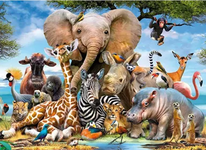 FAYA - EL MUNDO ANIMAL ELEFANTES ROMPECABEZAS 70X50CM MULTIC - 1
