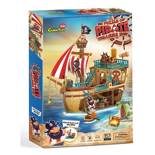 PUZZLE 3D: BARCO PIRATA TESORO, 157 PIEZAS MULTICOLOR - 1