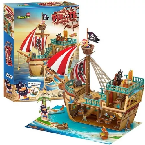PUZZLE 3D: BARCO PIRATA TESORO, 157 PIEZAS MULTICOLOR - 2