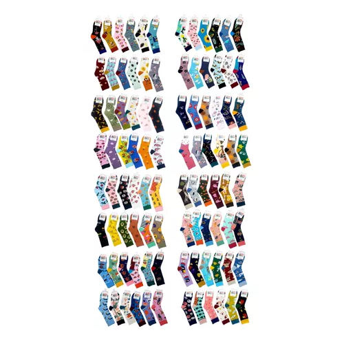 PACK DE 12 CALCETINES DE ALGODÓN LARGOS, VARIOS DISEÑOS PARA MUJER, MULTICOLOR - 1