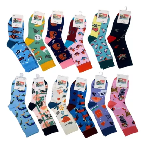 PACK DE 12 CALCETINES DE ALGODÓN LARGOS, VARIOS DISEÑOS PARA MUJER, MULTICOLOR - 8