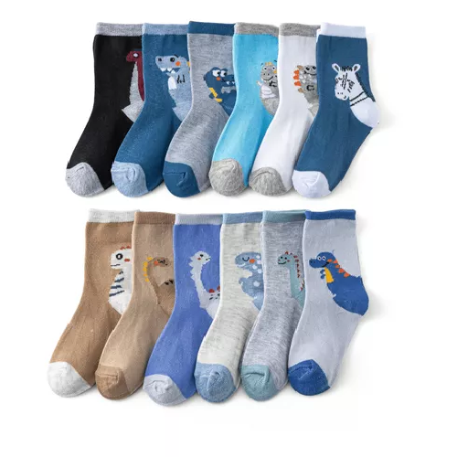 PACK DE 12 PARES DE CALCETINES LARGOS PARA NIÑO, DIBUJOS ANIMADOS DE BAMBÚ, TALLAS 2-10, MULTICOLOR - 3