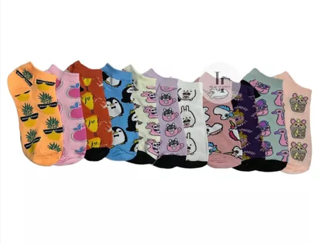 PACK DE 12 CALCETINES PARA MUJER, ALGODÓN, CON DISEÑOS DIVERTIDOS, MULTICOLOR - 7