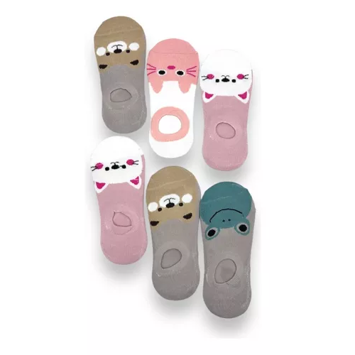 PACK DE 12 PARES DE CALCETINES PARA MUJER, TOBILLERAS, DISEÑOS DE ANIMALES - 6