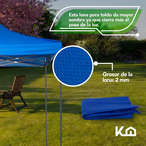 CARPA LONA DE REPUESTO PARA TOLDO, 3X3 M, IMPERMEABLE, COLOR BLANCO - 5
