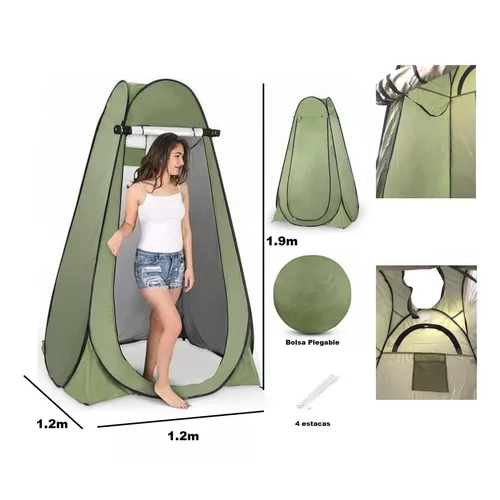 CARPA CASETA DE BAÑO Y VESTIDOR PORTÁTIL PARA CAMPING, 1 PERSONA, COLOR VERDE - 3