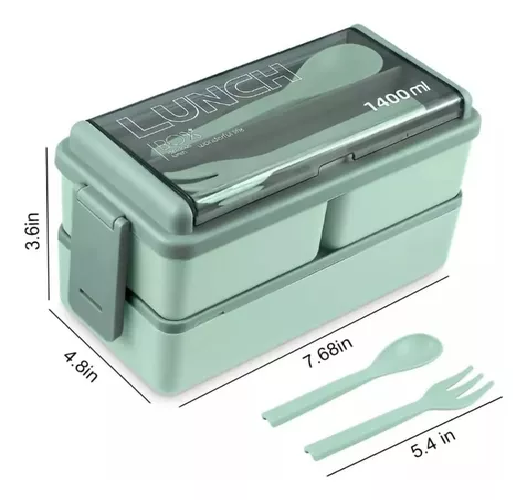 LUNCH BOX 2 NIVELES FIAMBRERA DESMONTABLE CON CUBIERTOS - 3