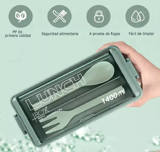 LUNCH BOX 2 NIVELES FIAMBRERA DESMONTABLE CON CUBIERTOS - 4