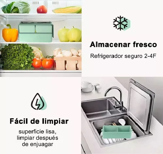 LUNCH BOX 2 NIVELES FIAMBRERA DESMONTABLE CON CUBIERTOS - 6