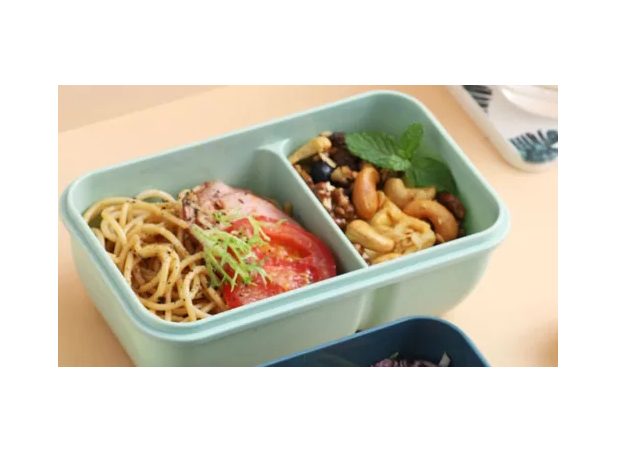 LONCHERA LUNCHBOX DE 2 NIVELES CON CUCHARA Y PALITOS DE SUSHI, 850 ML, COLOR VERDE - 4