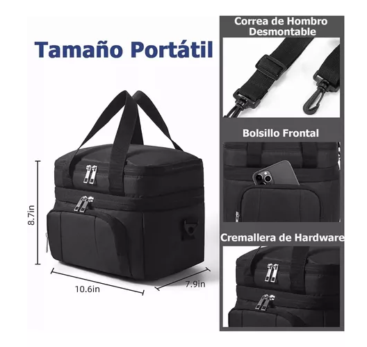 LONCHERA ESCOLAR IMPERMEABLE 10 L GRAN CAPACIDAD Y BANDOLERA - 2