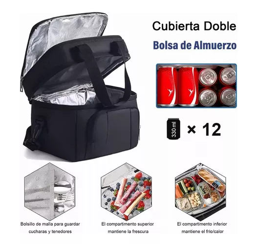 LONCHERA ESCOLAR IMPERMEABLE 10 L GRAN CAPACIDAD Y BANDOLERA - 3