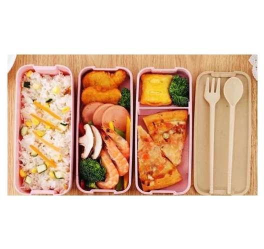 LONCHERA DE COMIDA DE 3 NIVELES CON CUCHARA Y TENEDOR, 900 ML, COLOR BEIGE - 5