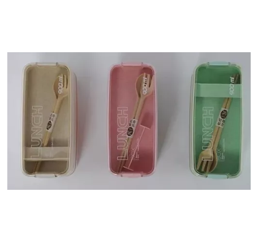 LONCHERA DE COMIDA DE 3 NIVELES CON CUCHARA Y TENEDOR, 900 ML, COLOR BEIGE - 6