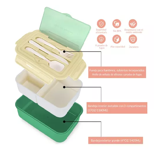 BOLSO LONCHERA TÉRMICA ESCOLAR, SET DE 28 PIEZAS PARA NIÑOS, PORTÁTIL, COLOR VERDE - 2