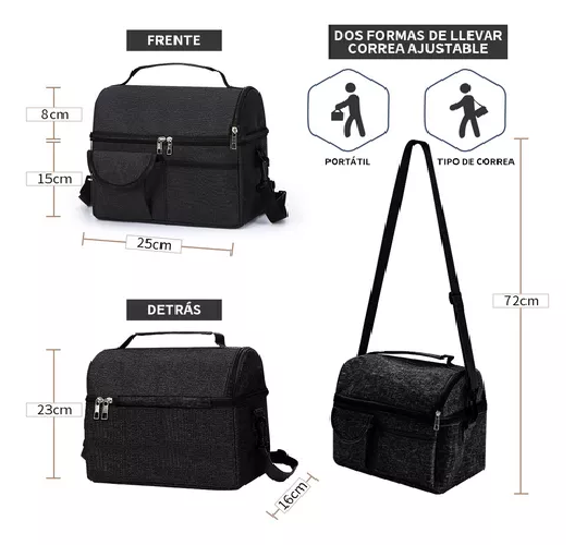BOLSA DE ALMUERZO PORTÁTIL CON GRAN CAPACIDAD COLOR NEGRO - 2