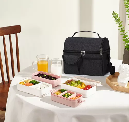 BOLSA DE ALMUERZO PORTÁTIL CON GRAN CAPACIDAD COLOR NEGRO - 5