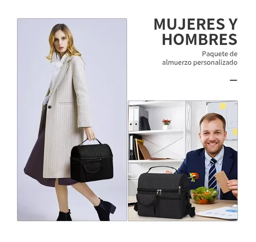 BOLSA DE ALMUERZO PORTÁTIL CON GRAN CAPACIDAD COLOR NEGRO - 6